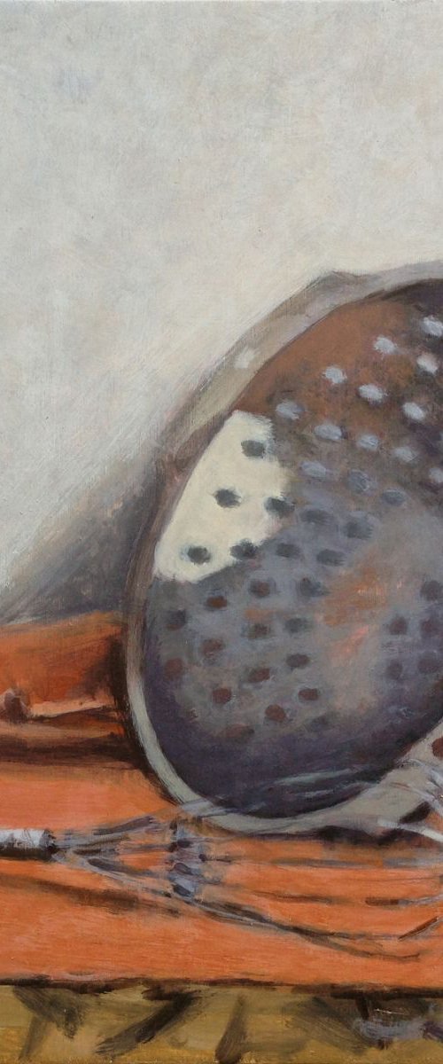 Still life with whisk and colander by Hugo Lines