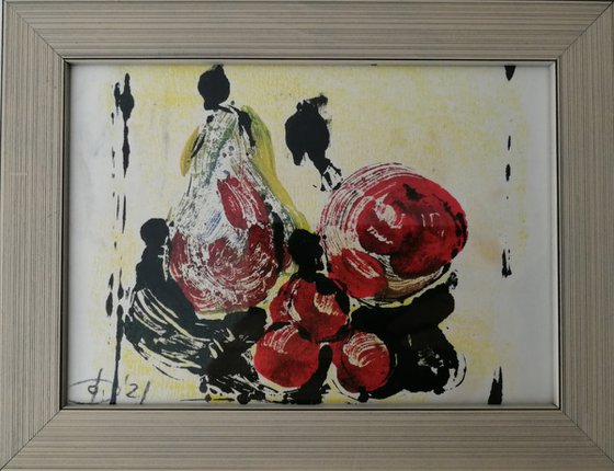 Monotype - Still life with pear