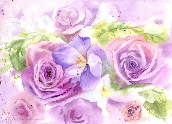 Wedding Purple Rose Bouquet