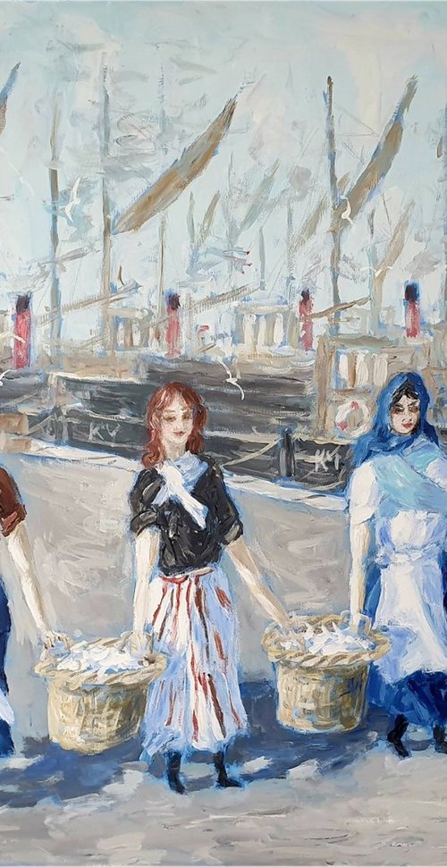 fisher lassies carrying baskets II by Colin Ross Jack