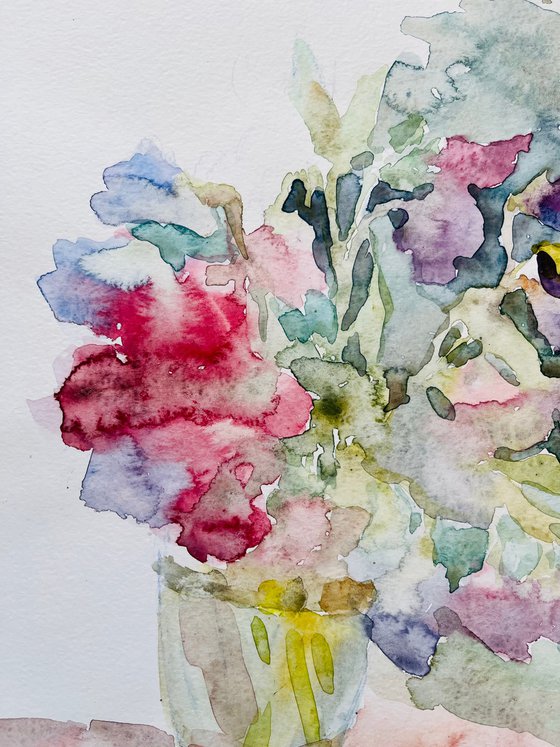 Sweet pea. Original watercolour painting