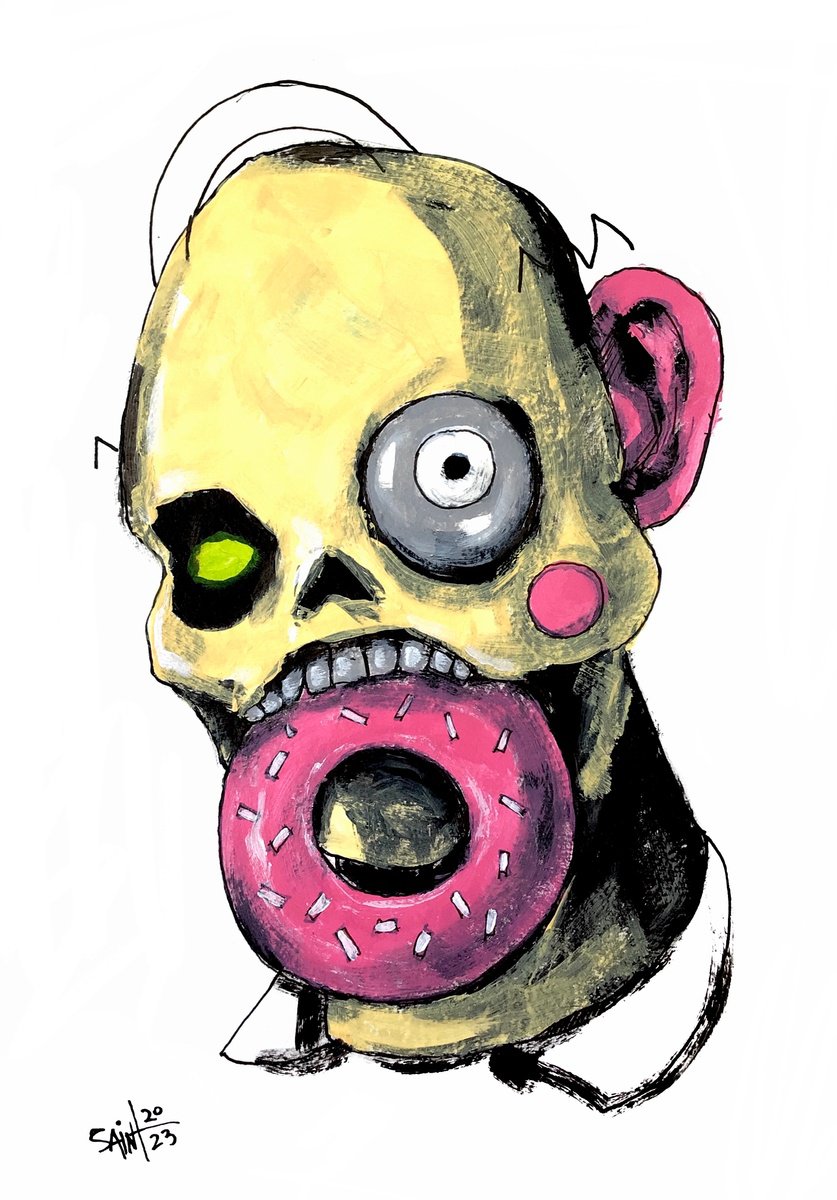 #218 Dark art Homer Simpson Zombie portrait painting original art, Horror Creepy Art Brut... by Ruslan Aksenov