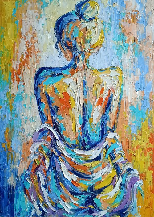 "Morning" - nude, nu, erotic, body, woman, woman body, oil painting, gift for him, gift for man, nu oil painting by Anastasia Kozorez