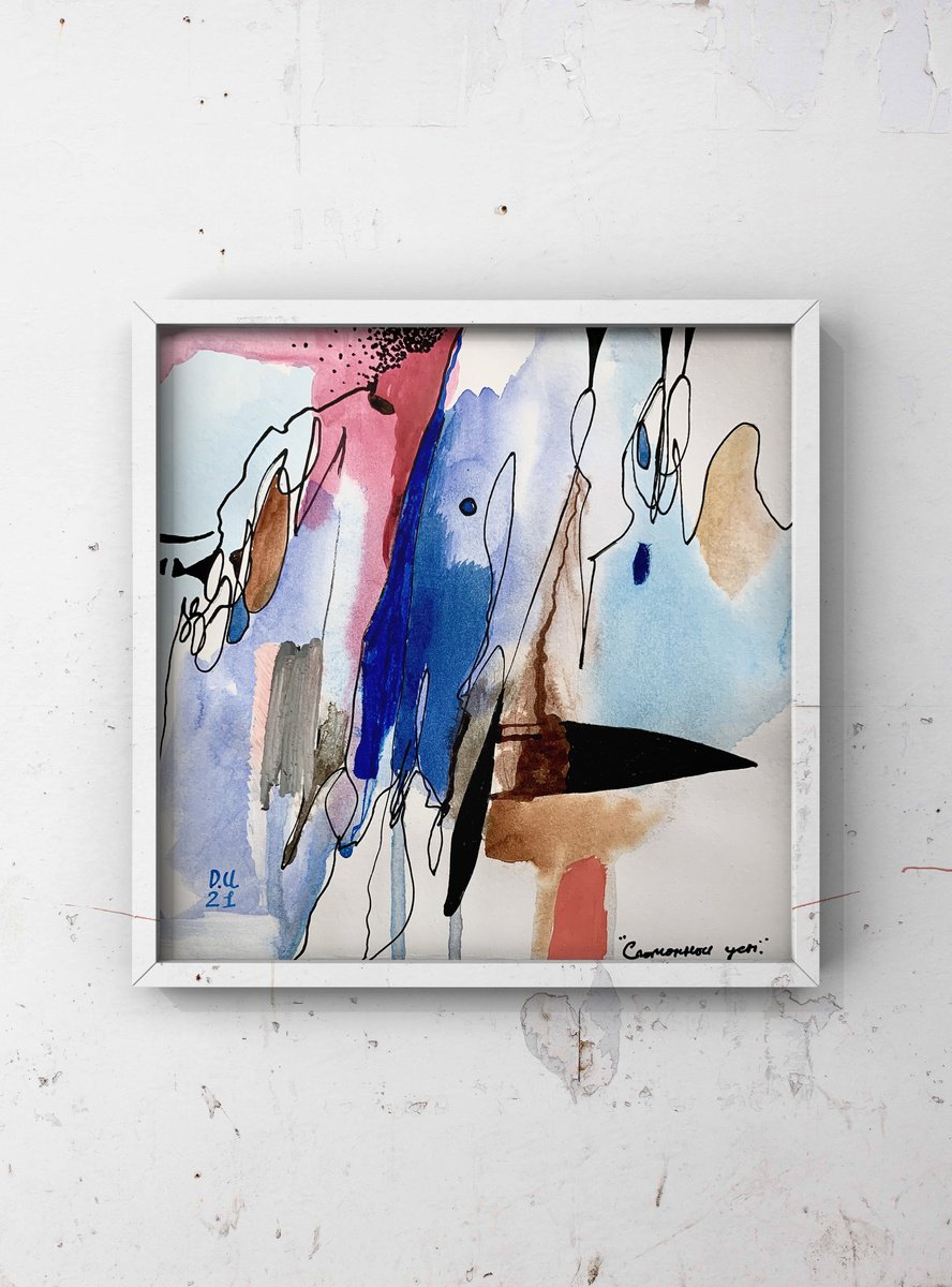 Broken mustachios. Abstract painting on paper by Ulugbek Doschanov