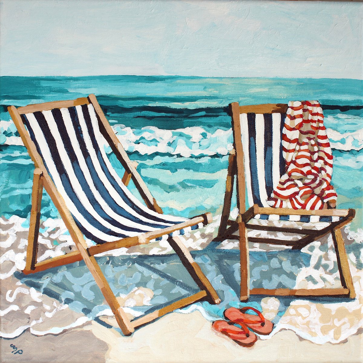 Impressionistic Landscape Acrylic Painting By Melinda Patrick, 16 X 16", Water