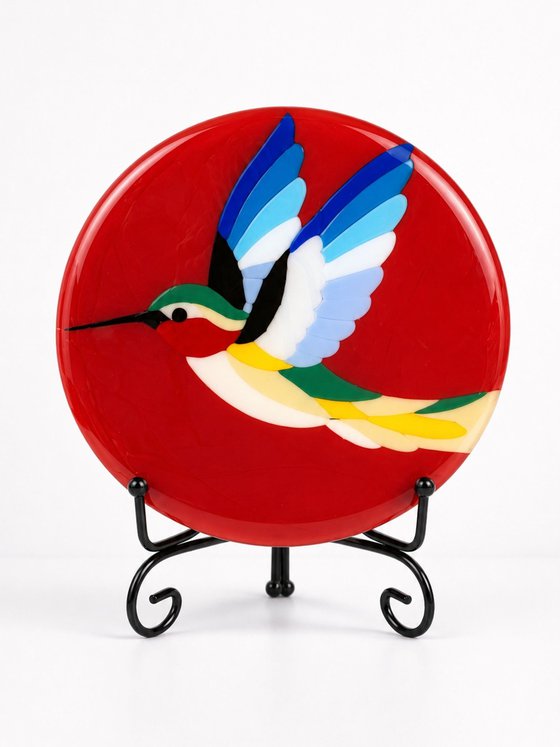 Hummingbird Fused Glass Art