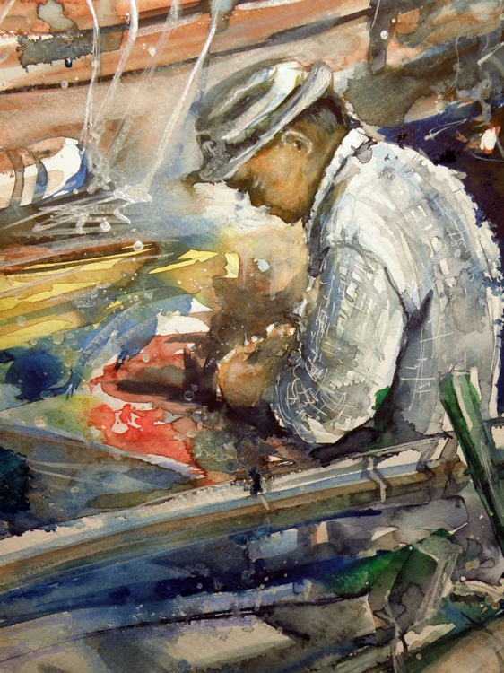 Old fisherman Painting by Kovács Anna Brigitta Artfinder