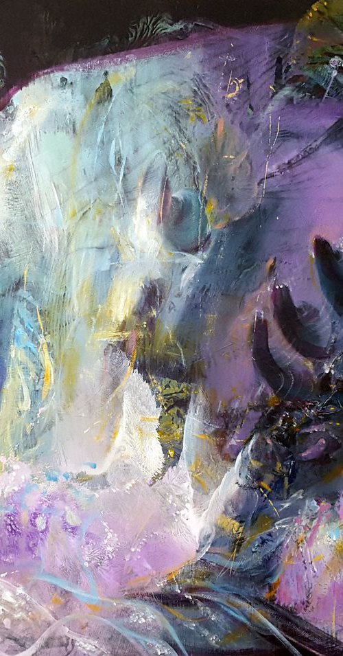 FEEDING THE SACRED BIRD ABOUT ETERNITY ROMANTIC DREAMSCAPE MINDSCAPE BY PAINTER O KLOSKA by Kloska Ovidiu
