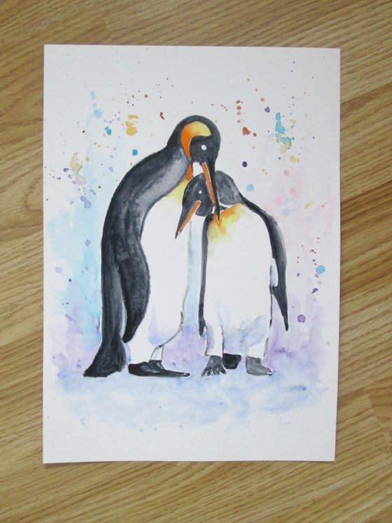 Loving Emperor Penguin Couple