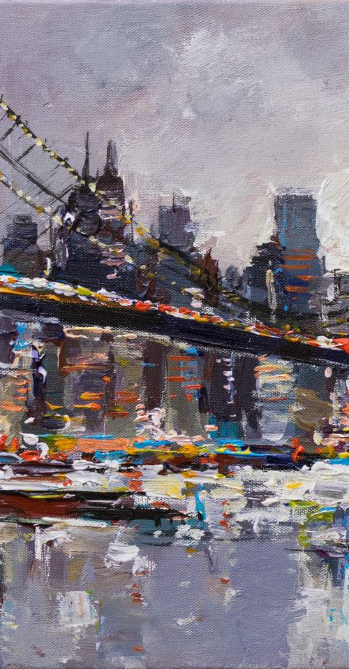Brooklyn Bridge - New York City - Evening cityscape by Anastasiia Valiulina