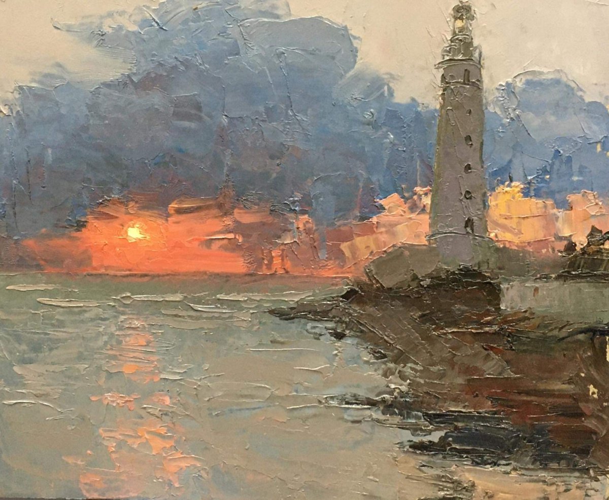 Lighthouse and sunset by Anna Sidorova