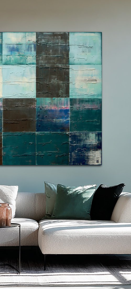 Tiles blue & black by Ronald Hunter