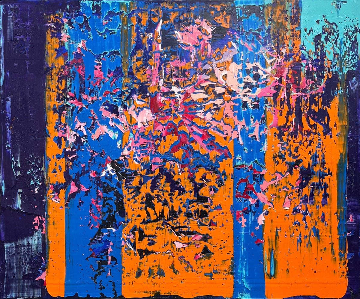 Abstract Oil Painting By Svitlana Andriichenko, 24 X 20", Evening Flame, Original Artwork