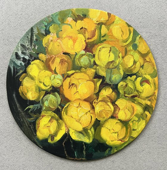 Yellow flowers. Globeflower