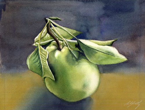 still life with pear by Alfred  Ng