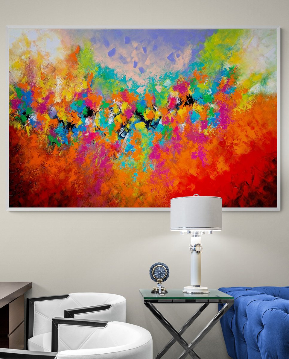 Abstract Acrylic Painting By Julijana Ravbar, 59 X 39", Spring Love, Original Artwork