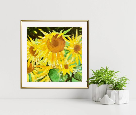 Abstract garden sunflowers