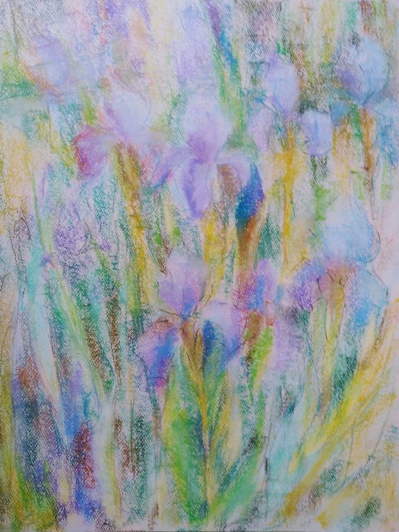 Irises. Original pastel drawing. 50x65 cm