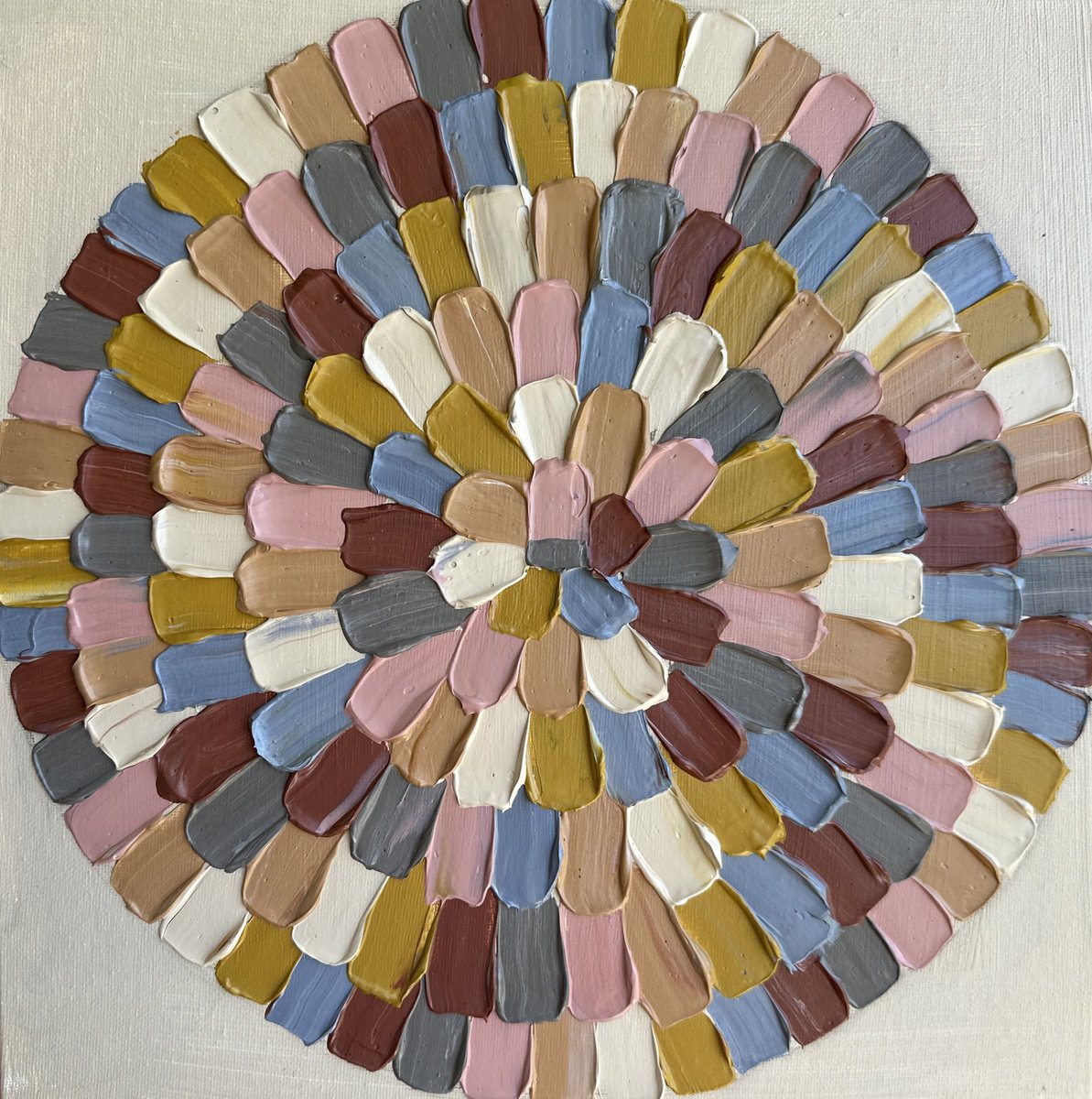 Geometric Abstract Acrylic Painting By Guzaliya Xavier, 12 X 12, Circle Of Life, Original Artwork