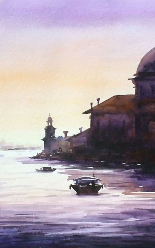 Venice Early Morning - Watercolor Painting by Samiran Sarkar