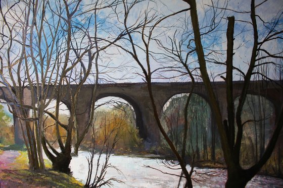 'River Goyt at New Mills' River, Oil Painting.