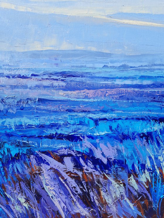 Blue Field at Sunrise 90x90cm