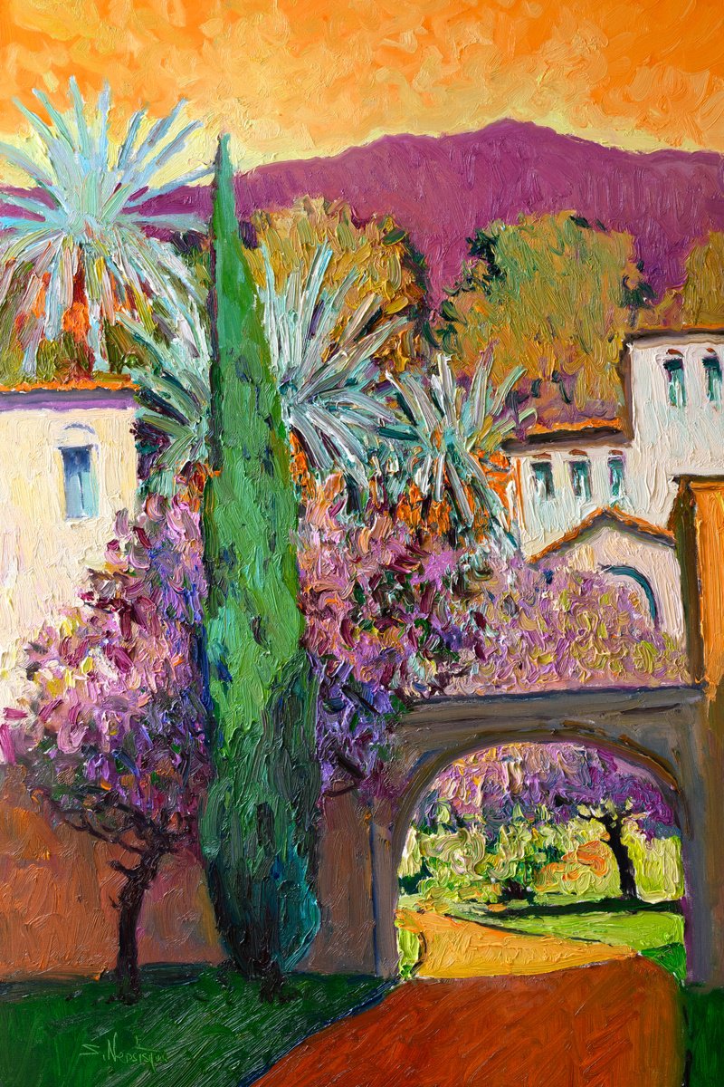 Expressive Oil Painting , Dreamy Mediterranean Evening By Suren Nersisyan, 24 X 36, Artwork For Sale On Artfinder