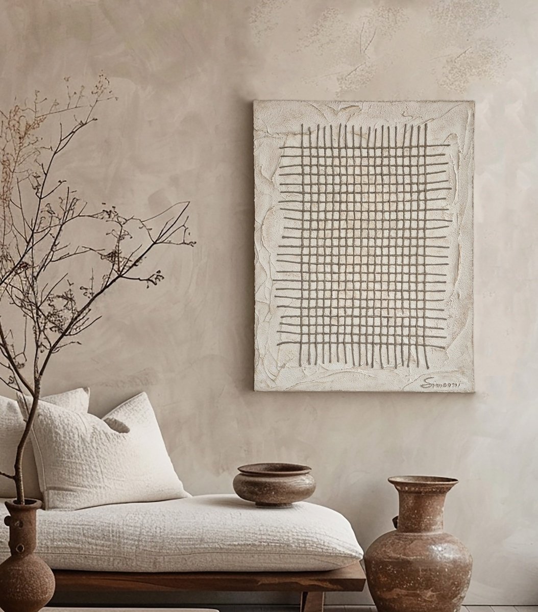 Organic Abstract Painting By Cristina Simeoni, 24 X 32, Net In The Earth, Original Artwork