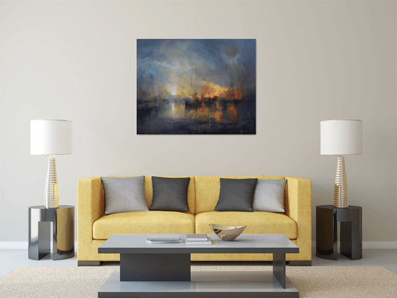 " Harbor of destroyed dreams - Morning After .... " W 125 x H 100 cm