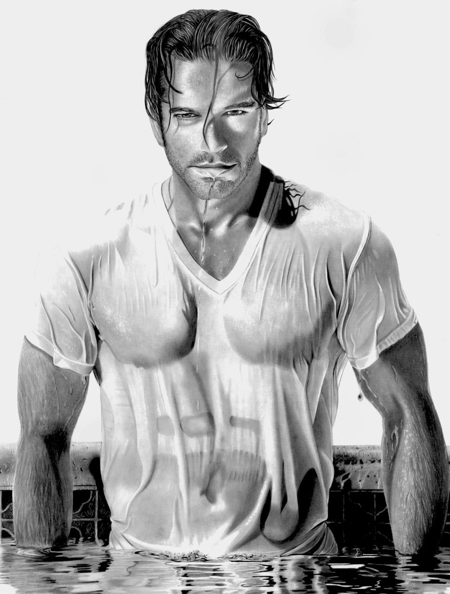 Photorealistic Portrait Pencil Drawing By Paul Stowe, 27 X 35", Lust!, Original Artwork