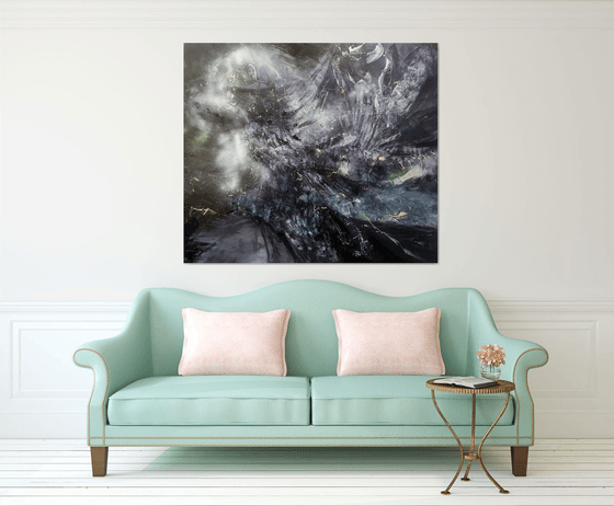 Gigantic Size XXL Painting Between The Light And Creation By O KLOSKA