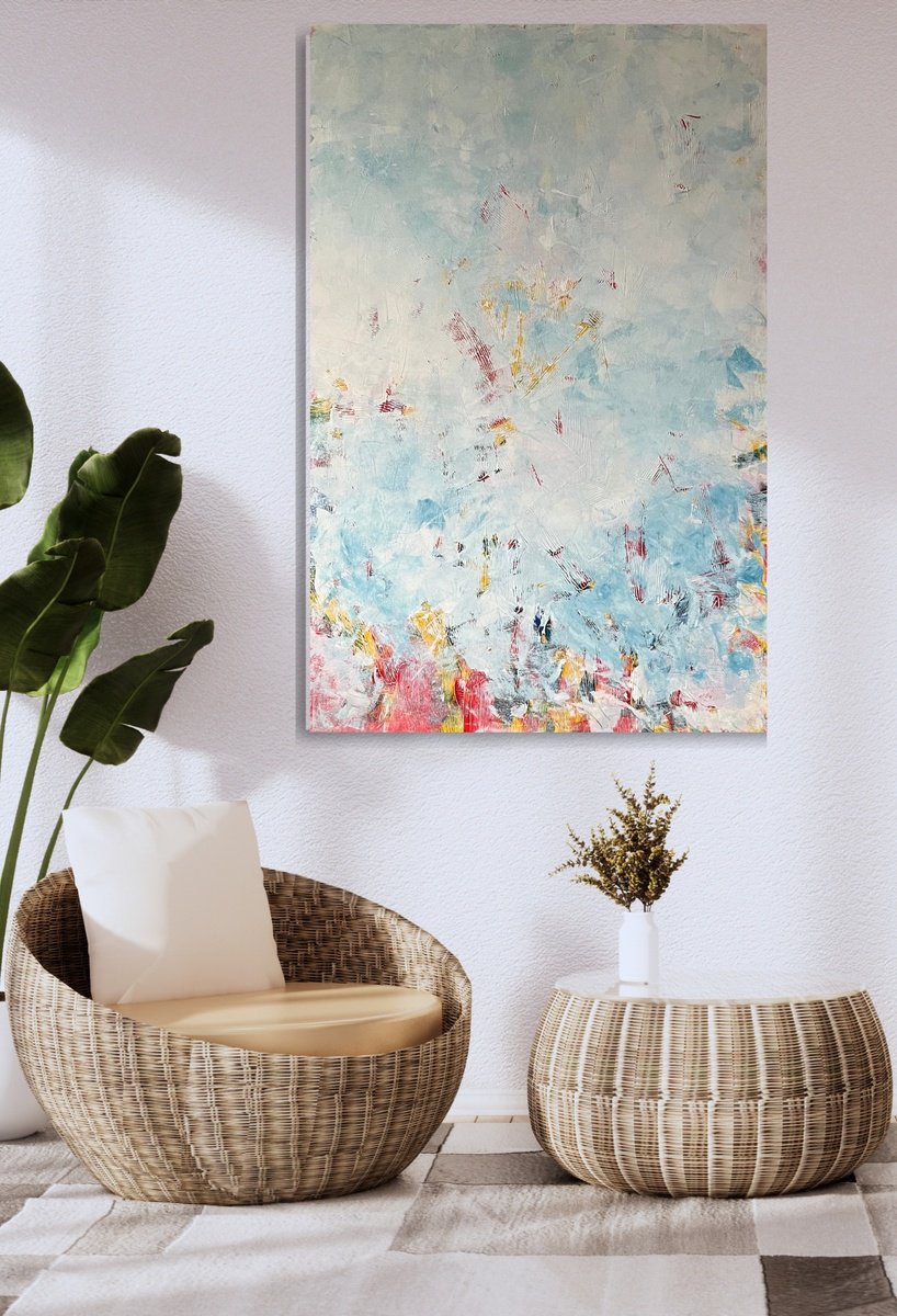 Abstract Landscape Acrylic Painting By Nick Molloy, 47 X 71", Moments Of Dusk Light, Original Artwork