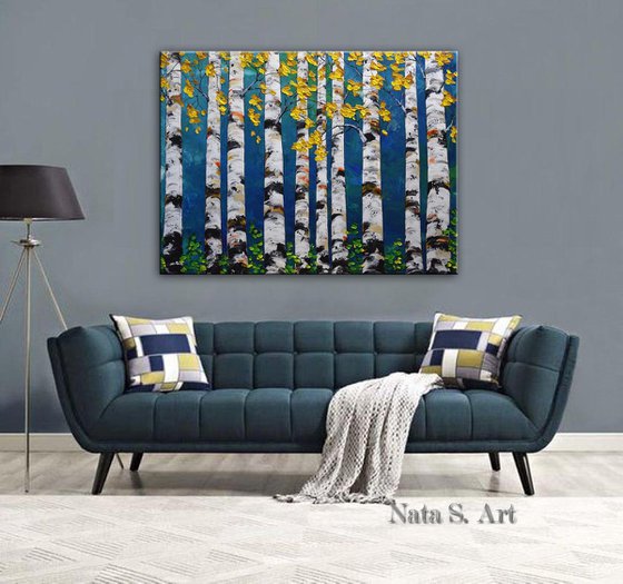 Forest - Birch Forest Painting 48" x 36"