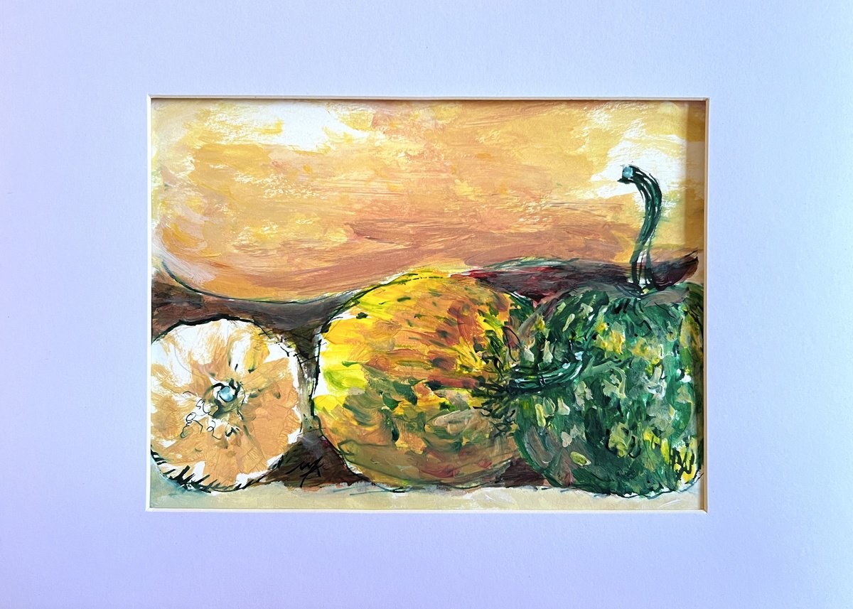 Impressionistic Botanical Painting By Maxence Ma, 11 X 8", Golden Mood, Original Artwork