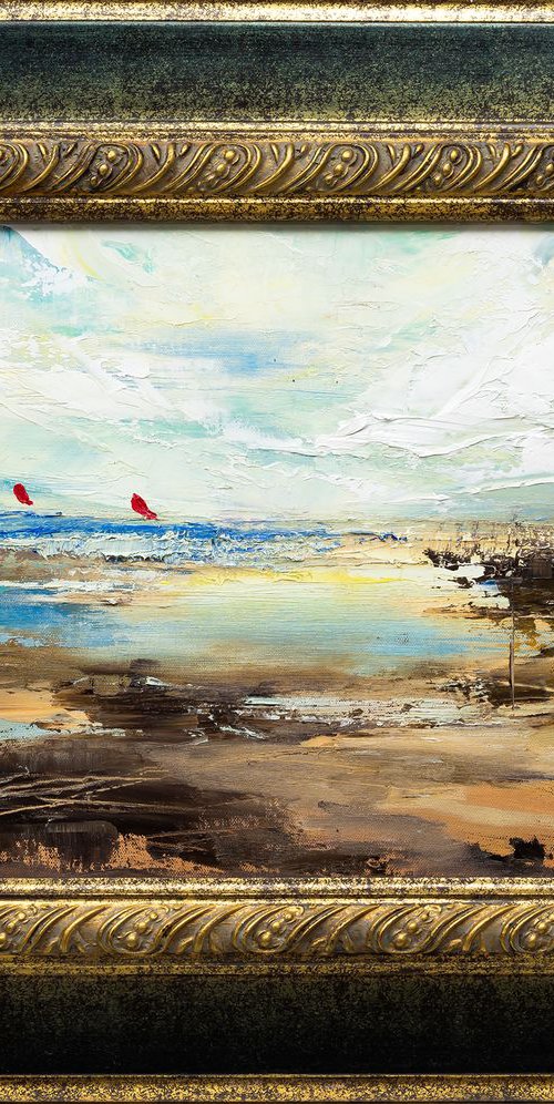 'SURFING' OIL PAINTING FRAMED READY TO HANG by Ewa Czarniecka