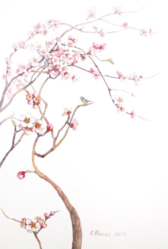 The Beauty of Nature. Four Seasons / ORIGINAL watercolors 76x112cm