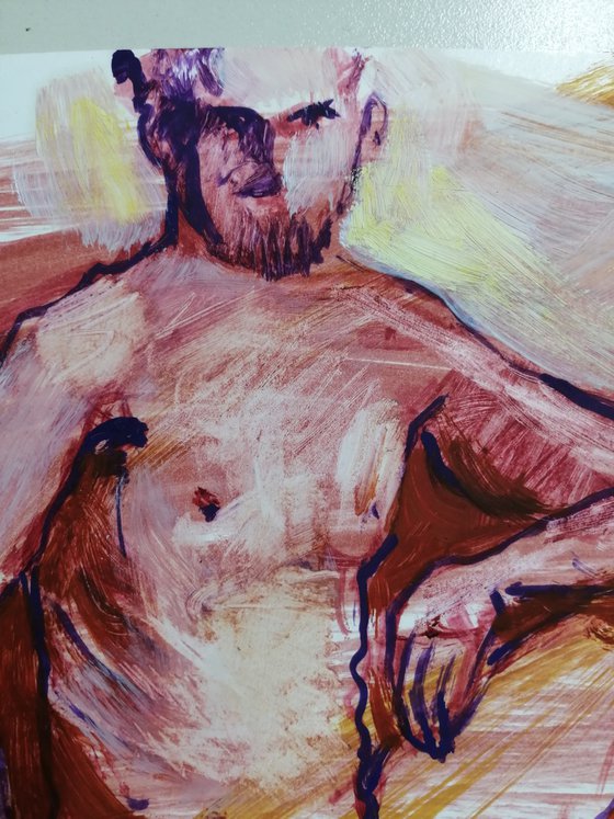 Male nude study oil on paper