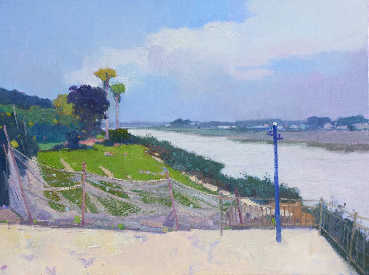 Impressionistic Landscape Oil Painting By Jianzhe Chon, 31 X 24, Landscape Oil Painting:chinese Rural Village 110, Artfinder