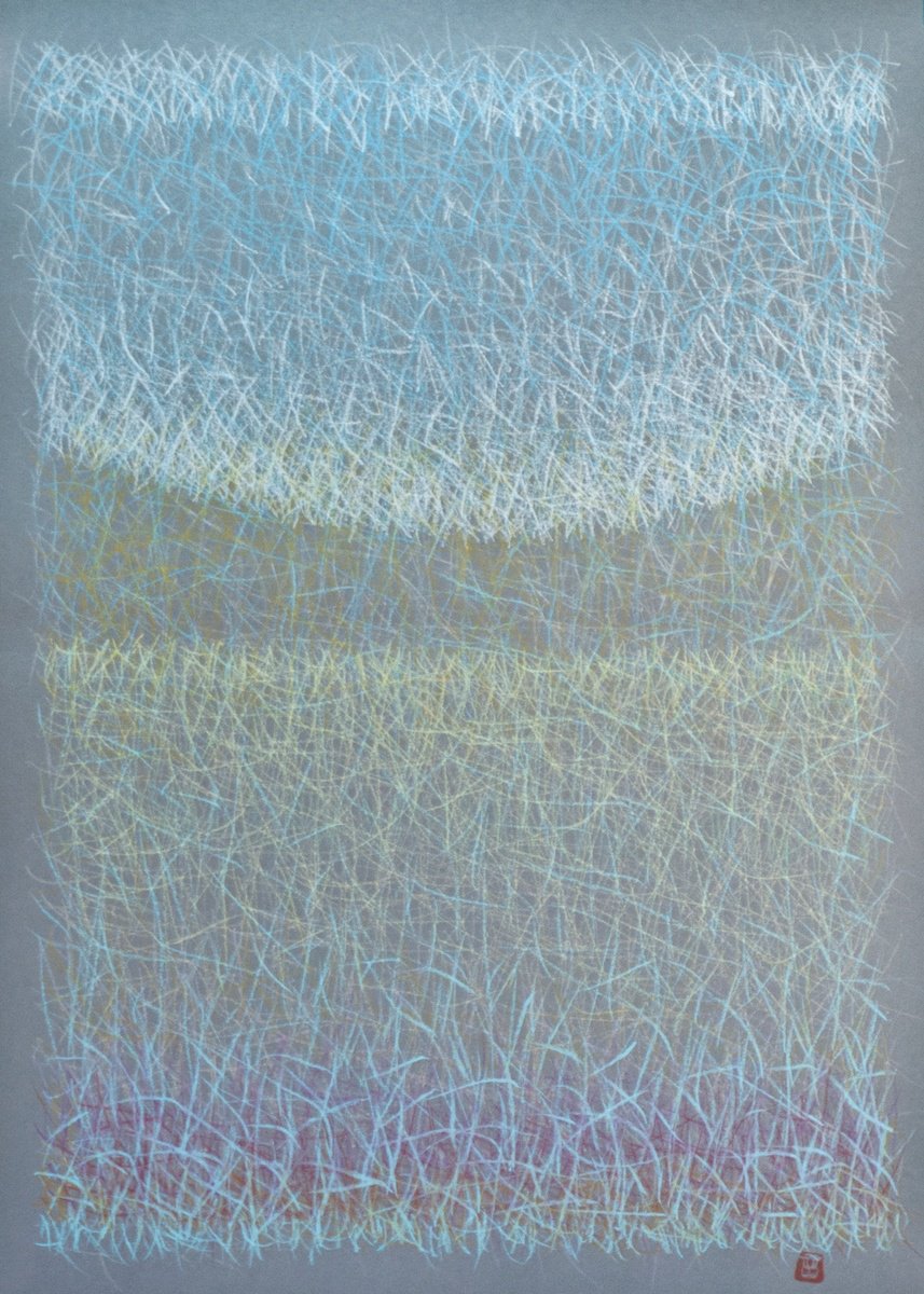 Abstract Pastel Drawing By Oto Macek, 20 X 28", Untitled 125, Original Artwork