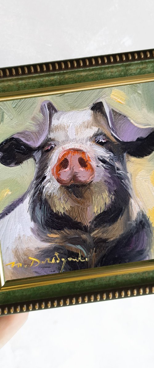 Black Pig portrait by Nataly Derevyanko