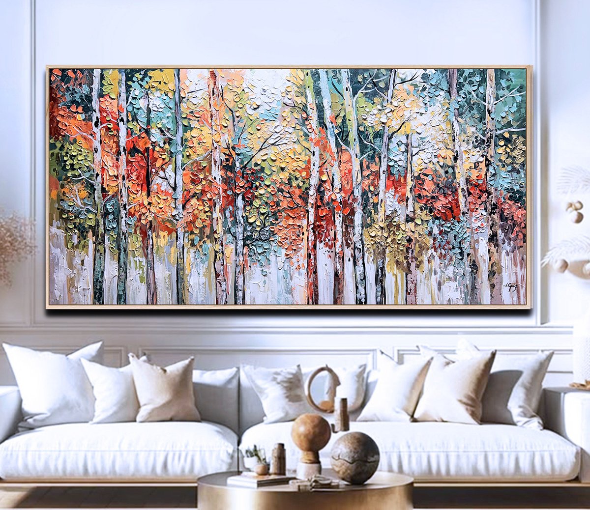 Glow Birches By Lana Guise, 60 X 29, Artwork For Sale On Artfinder