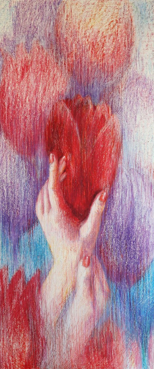 Touch : paper, oil pastel by Rakhmet Redzhepov