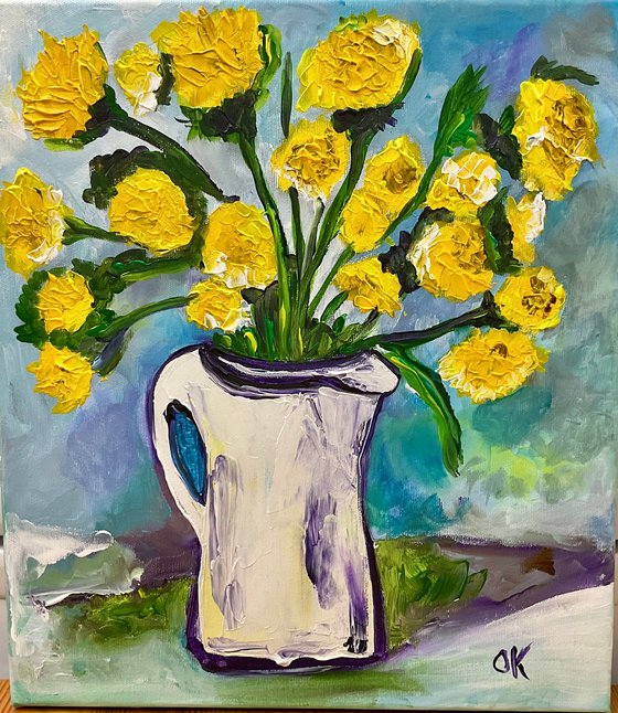 still life with dandelions