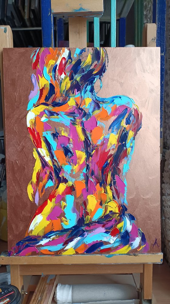 Body art - nude, nu, erotic, body, woman, woman body, oil painting, gift for him, gift for man, nu oil painting