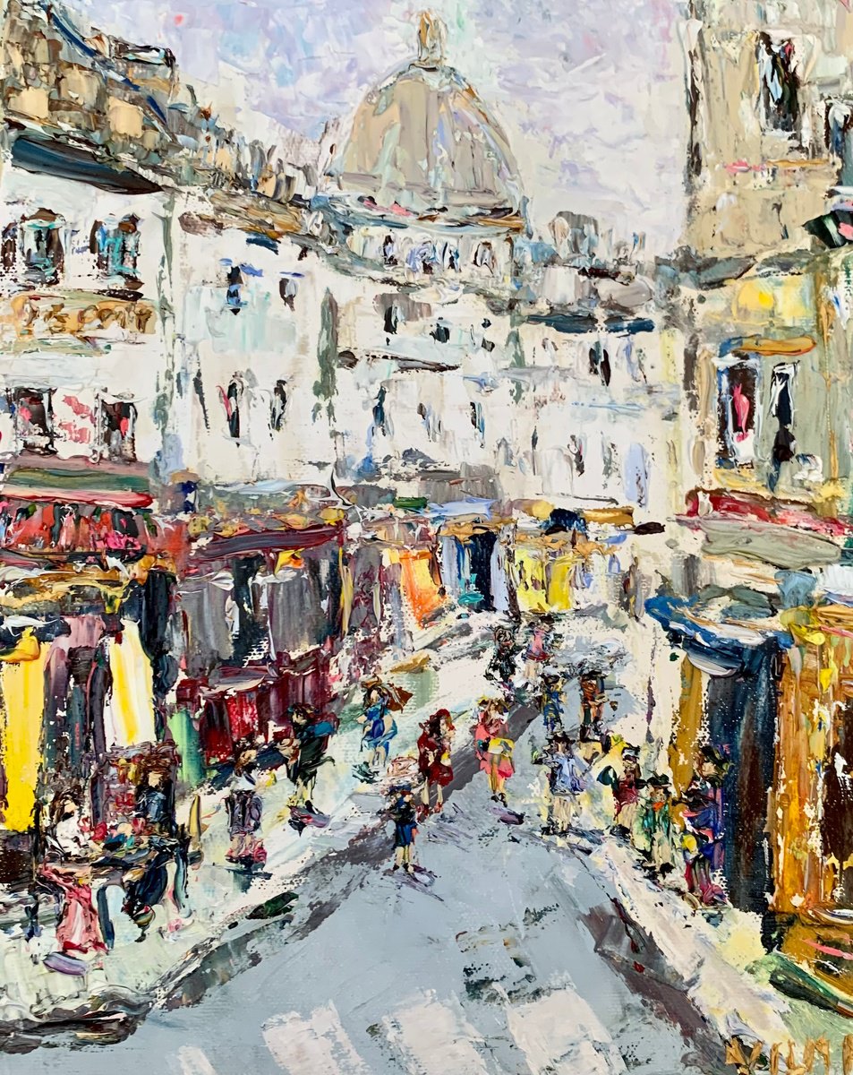 Impressionistic Cityscapes Oil Painting By Vilma Gataveckien?, 9 X 12", Montmartre Street Scene. Paris, Original Artwork