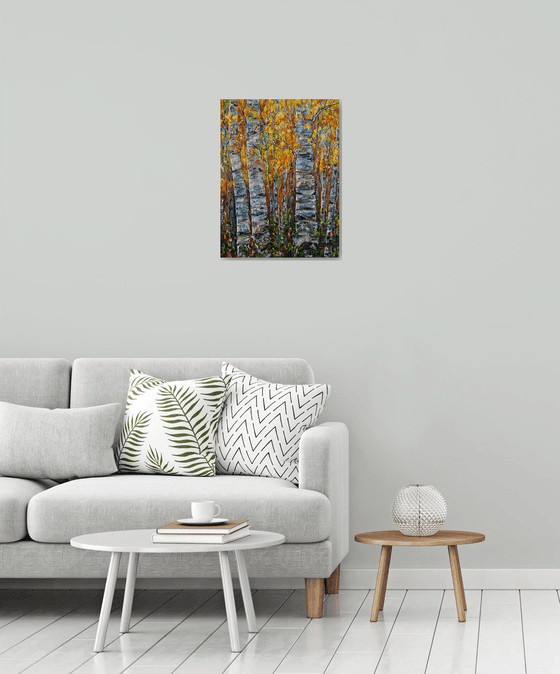 Birch Trees Impasto