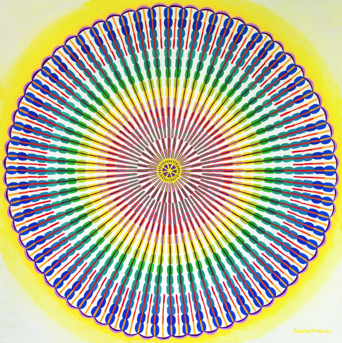 Geometric Abstract Oil Painting By Josephine Window, 44 X 44", Flowering Colour, Original Artwork