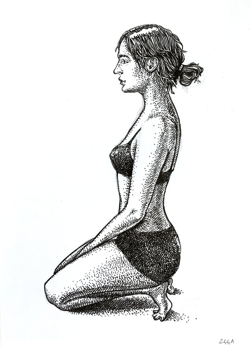 Impressionistic Portrait Ink Drawing By Dario Moschetta, 8 X 11, Portrait 244A, Original Artwork