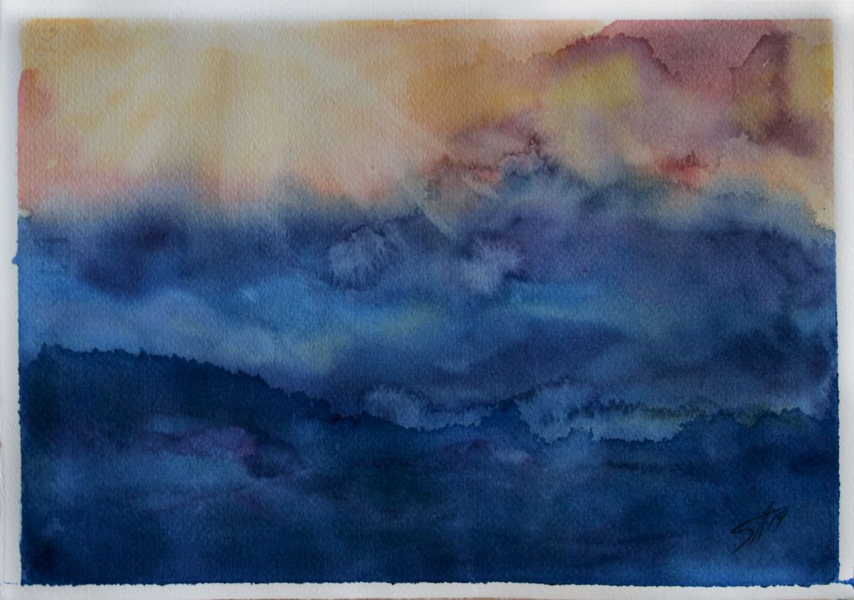 Expressive Watercolour , Sea E - ?expression By Salana Art / Svetlana Samovarova, 14 X 10, Artwork For Sale On Artfinder