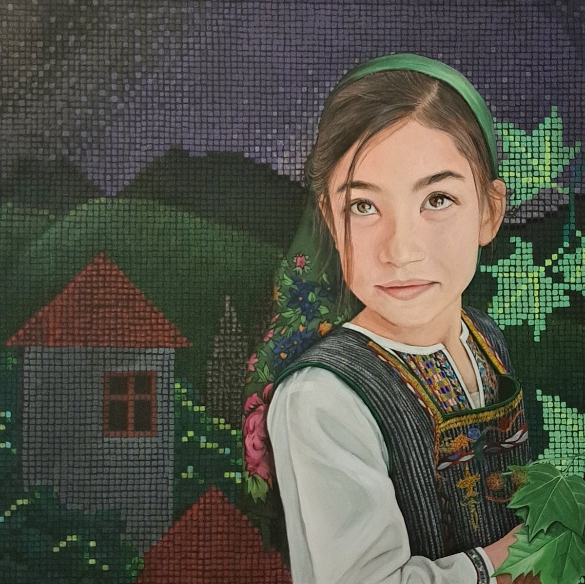 Portrait Acrylic Painting By Andromachi Giannopoulou, 20 X 20, Erymanthus, Original Artwork